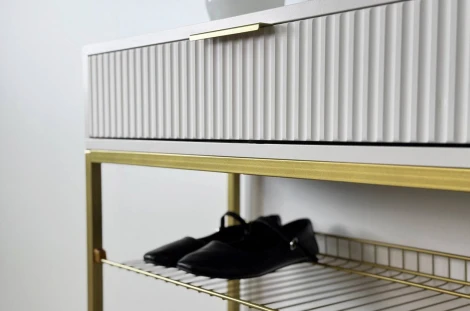 Обувница Вельвет Mebelson (ЛДСП,МДФ,Металл/Светлое дерево,Белый,Золотой) арт.173128,3326