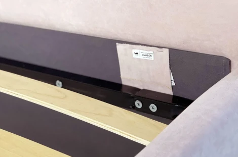 Кровать с основанием Лео 120х200 см Mebelson (ДСП,Дерево,Велюр/Розовый,Графит) арт.KM1.2-19.2348