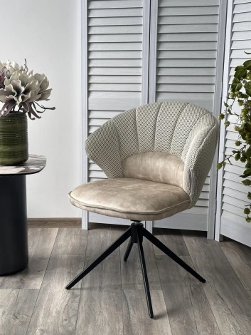 Стул ASTRA 360 град. поворот Белый Sonic 23 ткань / 7525-01 велюр / черный каркас, ®DISAUR (арт.621M05767)