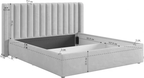 Каркас кровати Ева 160х200 см Mebelson (ДСП,ЛДСП,Велюр/Капучино) арт.KM1.6-23.2170