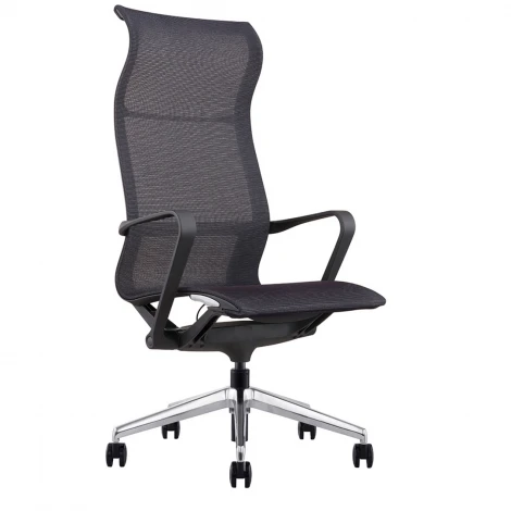 Офисное кресло Prov HB высокое черная сетка, база хром