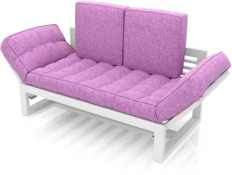Кушетка Arsko Балтик белая эмаль фиолетовая рогожка