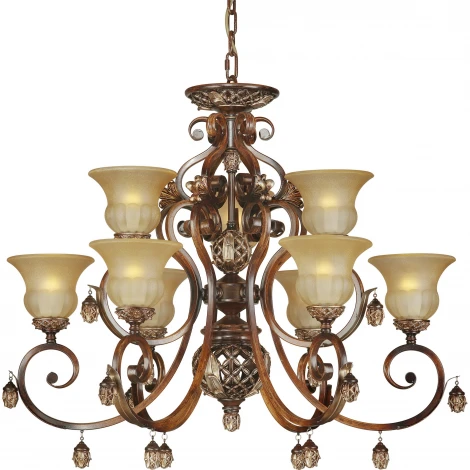 Люстра подвесная N-Light, 9 плафонов, античное серебро, коричневый