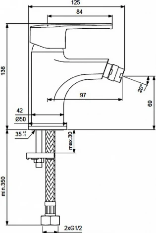 Смеситель Vidima Уно BA236AA для биде