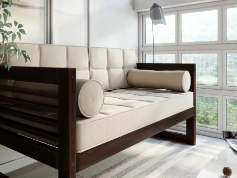 Диван Arsko прямой Сега М орех велюр бежевый