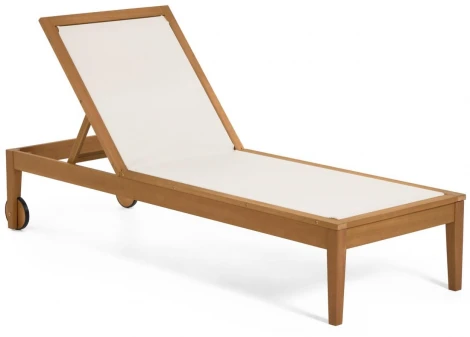 Шезлонг La Forma (ex Julia Grup) Caterin (Белый,Бежевый/ Эвкалипт,Дерево)