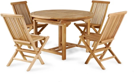 Стол круглый раздвижной Nairobi (Массив тика/Бежевый) ОГОГО Обстановочка! арт.889243