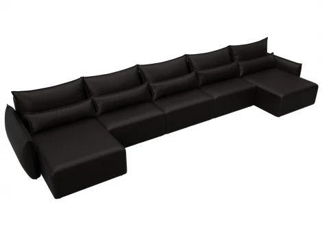 Диван П-образный Лига-051 НПБ МегаЛонг (ЛДСП,Брус,Фанера/Пластик/Экокожа/Коричневый) Лига Диванов 129899