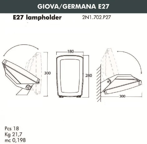Настенный светильник уличный Fumagalli Germana 2N1.702.000.WYF1R (220V, IP66)