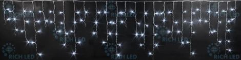 Гирлянда светодиодная Бахрома сине-белая с мерцанием 220B, 112 LED, провод прозрачный, IP54 RL-i3*0.5F-T/BW Rich LED
