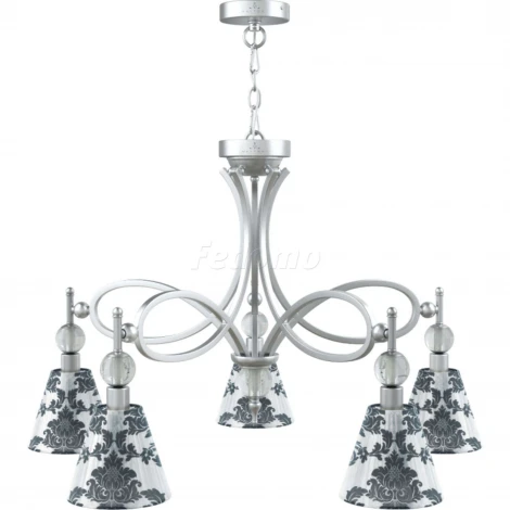 Люстра подвесная Lamp4you, 5 плафонов, хром с прозрачным, белым и черным