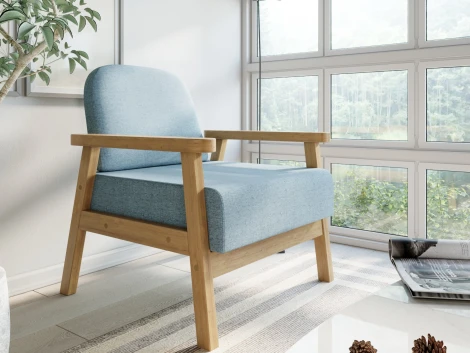 Кресло Arsko Флори береза рогожка голубая