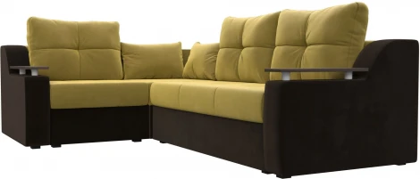 Диван угловой Кронос левый угол (Желтый,Коричневый/Микровельвет) Лига Диванов арт.114617L