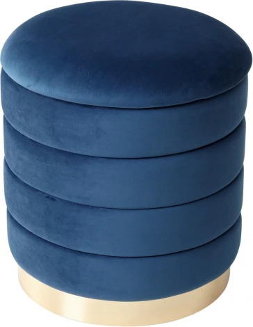 Пуф для гостиной ФРЕД синий #29, велюр / золотой каркас М-City