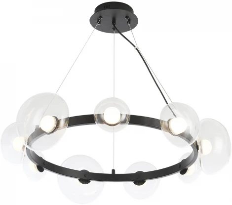 Подвесной светильник Crystal Lux BOSQUE SP9 BLACK/TRANSPARENT (LED, 220V, на тросе, круглые)
