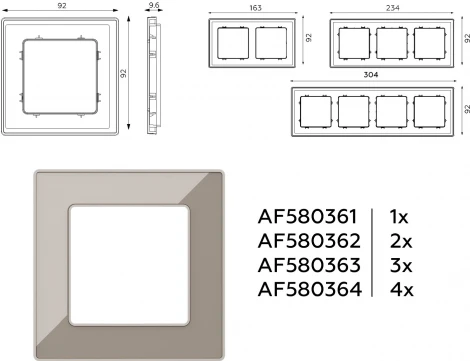 Рамка Ambrella Volt ALFA Arctic (Серо-бежевый Стекло органическое) 2-ая AF580362