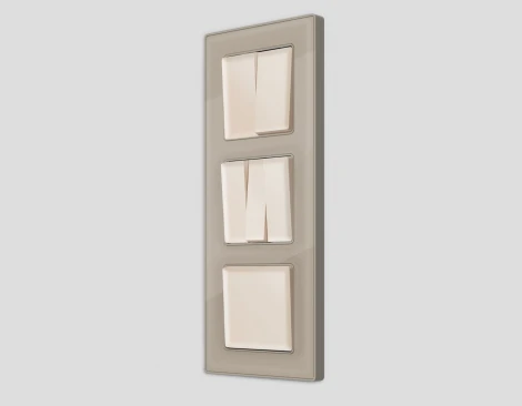 Комплект механизма Ambrella Volt 2-клавишного проходного выключателя ALFA MA323020 Бежевый матовый QUANT