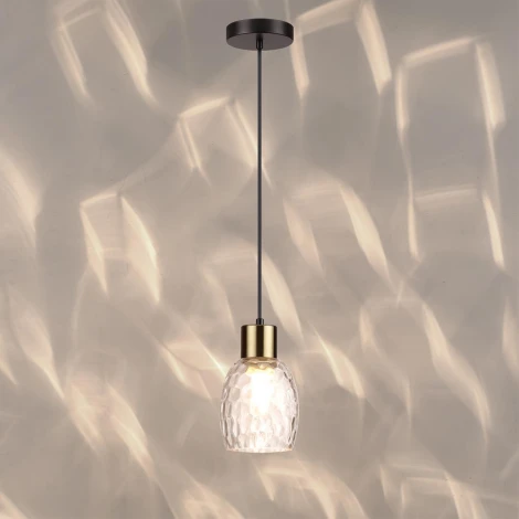 Подвесной светильник Lumion Ice 6562/1A черный, золотой/прозрачный/металл/стекло E27 1*40W 220V (на проводе, круглые)