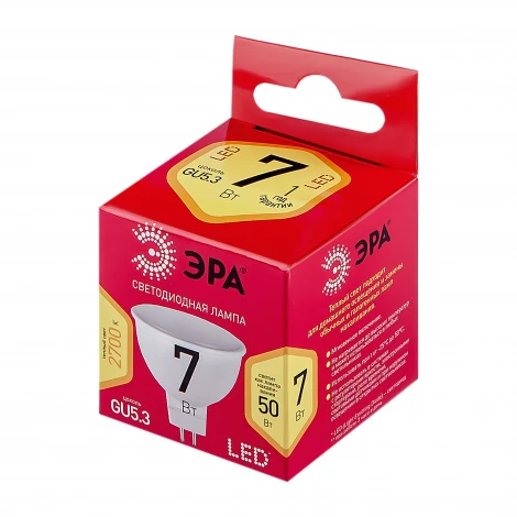 Лампочка светодиодная GU5.3 7W ЭРА LED MR16-7W-827-GU5.3 R
