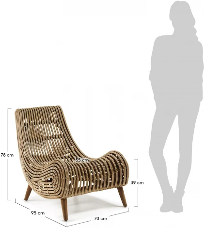 Кресло La Forma (ex Julia Grup) Tika (Ротанг,Дерево,Тростник,Красное дерево)