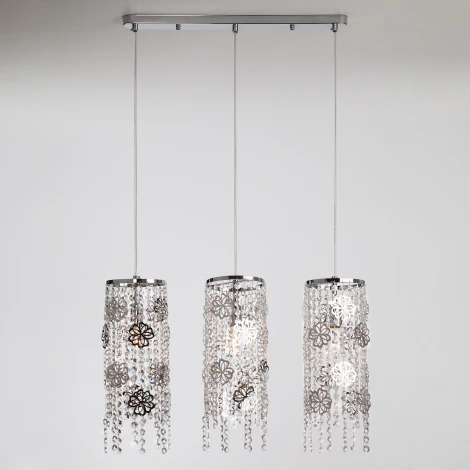 Подвесной светильник Eurosvet Flower 10083/3 хром/прозрачный хрусталь Strotskis