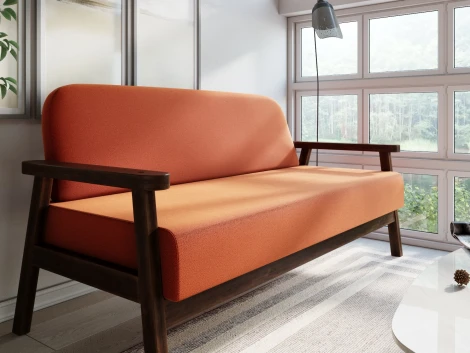 Диван Arsko прямой Флори М орех велюр оранжевый