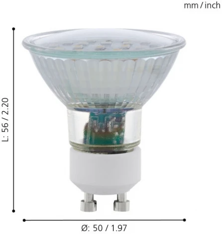 Лампочка светодиодная GU10 5W 400 lm 3000K белое теплое свечение Eglo Lm_led_gu10 11535