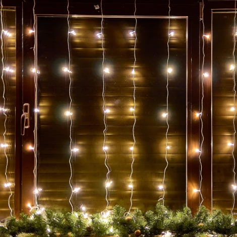 Занавес светодиодный, 3х3м, 192 светодиода, теплый белый свет Uniel ULD-C3030-192/DTA WARM WHITE IP20