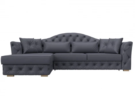 Диван угловой Артис левый угол (Брус,Рейка/Пластик/Экокожа/Серый) Лига Диванов 128033L