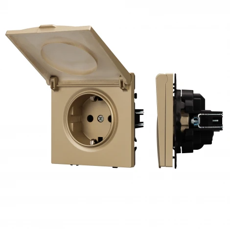 Механизм розетки влагозащищённый SCT-NOBE-MCP-SFPL-GD (230V, 16A) (Arlight) 054282