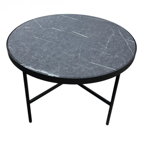 Стол журнальный МеталлАрт М011 БОЛЬШОЙ черный мрамор/черный Mebelik 009513
