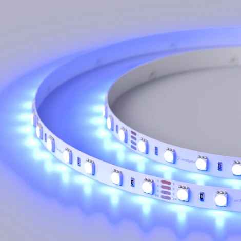 Светодиодная лента RT-B60-10mm 24V RGB (14.4 W/m, IP20, 5060, 50m) (Arlight, Открытый) 024586(2)