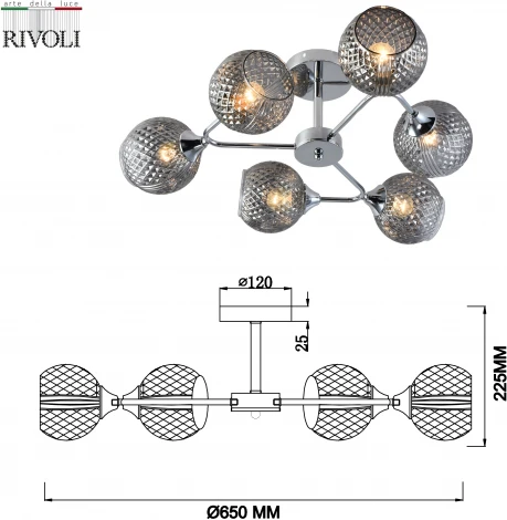 Потолочная люстра на штанге Rivoli Haley 3137-306