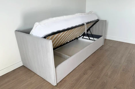 Кровать с подъемным механизмом Твикс (Софа) 90х200 см Mebelson (ДСП,Велюр/Серый) арт.170618,2173