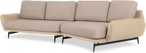 Диван Ispani угловой правый ОГОГО (арт.803473), (Ткань,Экокожа/Бежевый)