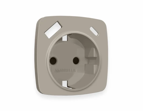 Лицевая панель Ambrella Volt OMEGA (Серо-бежевый матовый) для электрической розетки с/з со шторками 2USB тип A+C QUANT OP3700