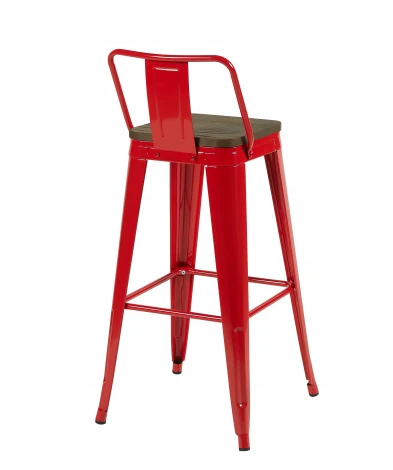 Стул барный TOLIX со спинкой красный глянцевый + темное дерево KD 4 шт. Stool Group УТ000042403