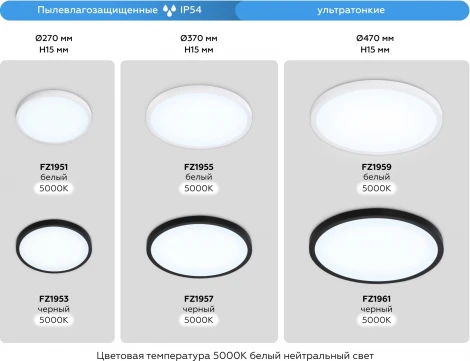 Потолочный светильник круглый светодиодный Ambrella ORBITAL FZ1955 (220V, круглые, IP54)