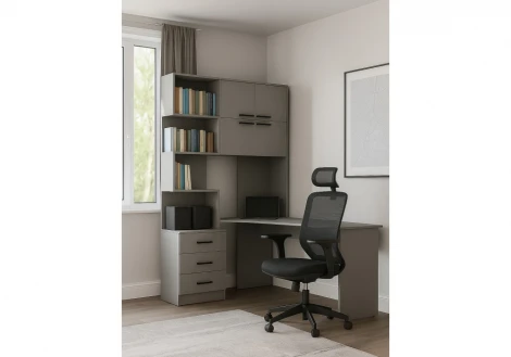 Компьютерный стол Эльброни правый шиншилла серая 664909