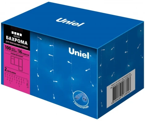 Бахрома светодиодная с эффектом мерцания. 2м. Соединяемая. 100 светодиодов белый свет. ULD-B2007-100/TTK WHITE IP44