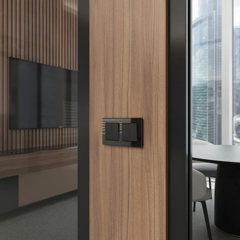 Перекрестный выключатель двухклавишный (чёрный) Werkel W1123006 (a058433)