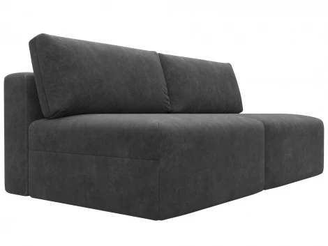 Диван прямой модульный Лига-060 НПБ (ЛДСП,Брус,Фанера/Пластик/Велюр/Темно-серый) Лига Диванов 129470