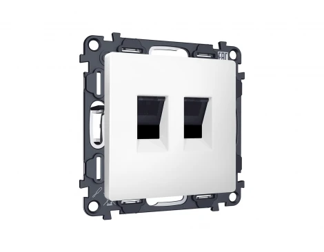 Комплект механизма двойной Ethernet RJ-45 розетки с автоматической защитной шторкой встраиваемый (белый матовый) Ambrella Volt QUANT MA132110
