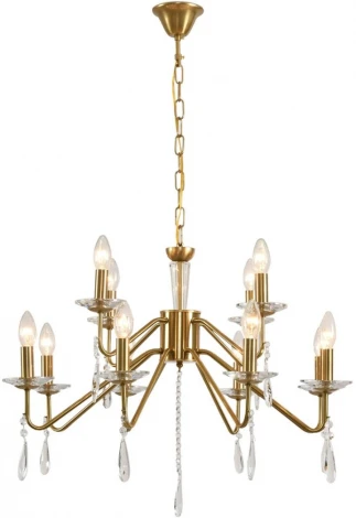 Подвесная люстра Lumion Suana 8319/12 шампань/прозрачный, металл/хрусталь E14 12*40W 220V (на цепи, подсвечник, свеча)