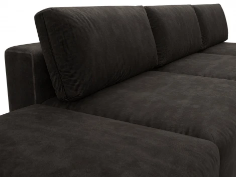 Диван угловой модульный с пуфом Лига-060 НПБ Лонг угол универсальный (ЛДСП,Брус,Фанера/Пластик/Велюр/Коричневый) Лига Диванов 129530