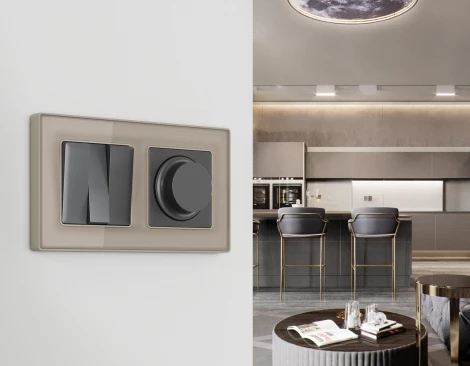 Лицевая панель Ambrella Volt ALFA (Антрацит серый) для светорегулятора универсального QUANT AP6555