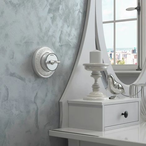 Переключатель / выключатель одноклавишный Vintage (серебро матовый/хром) Werkel W5812054 (a055916)