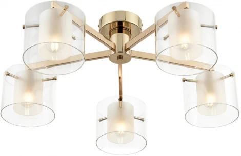 Потолочная люстра на штанге Lumion Verdi 6587/5C золото/прозрачный, металл/стекло E14 5*40W 220V (круглые)