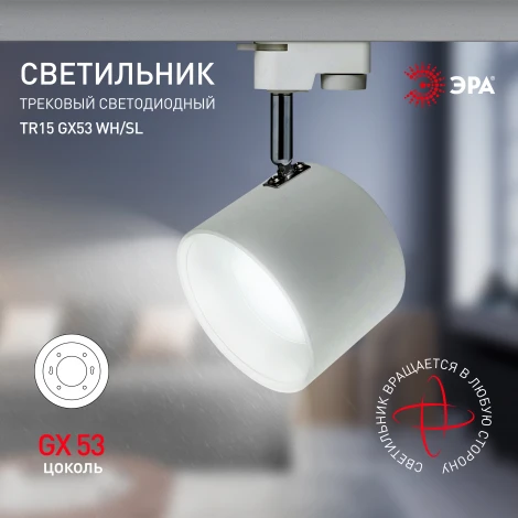 Трековый светильник ЭРА TR15 GX53 WH/SL (220V)