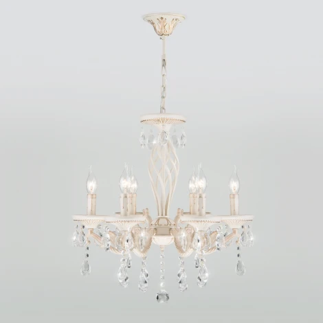 Подвесная люстра Eurosvet Lia 3585/6 белый/прозрачный хрусталь Strotskis